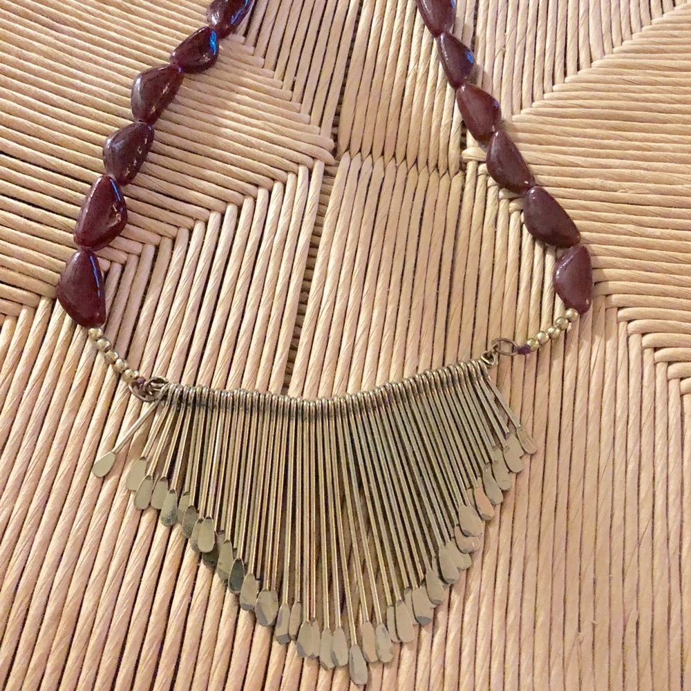 Necklace with brown gems